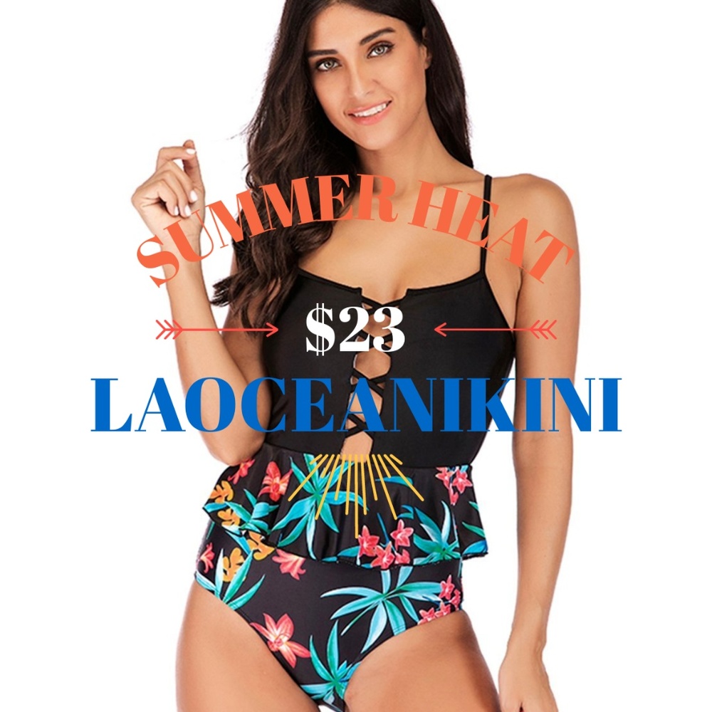 Summer Heat- Blue/Black One Piece Bikini